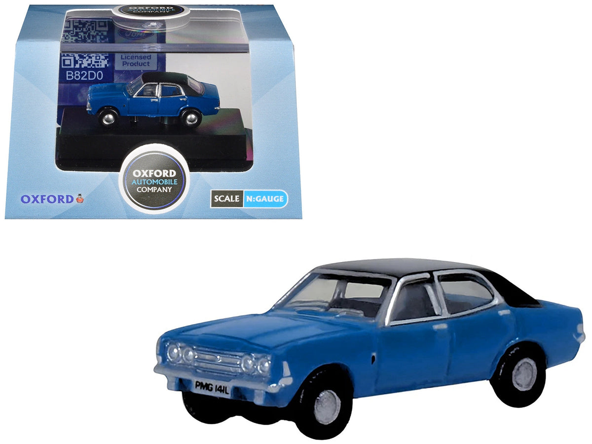 Ford Cortina MKIII RHD (Right Hand Drive) Electric Monza Blue with Black Top 1/148 (N) Scale Diecast Model Car by Oxford Diecast