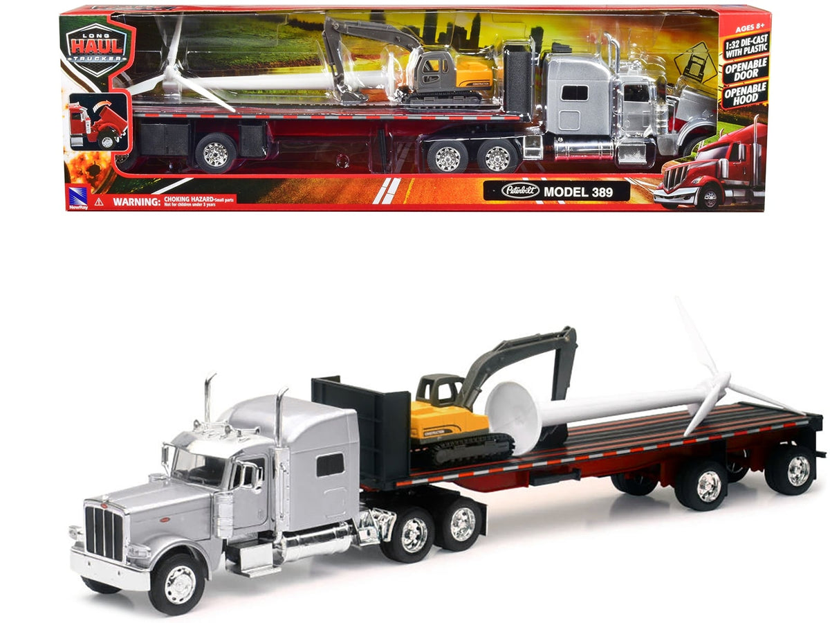 New Ray Peterbilt 389 flatbed excavator wind turbine set 1:32 SS-10333B, product image 1