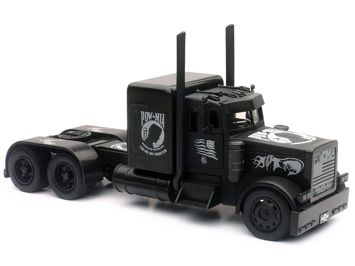 Peterbilt Custom Truck Black Out "POW-MIA You Are Not Forgotten" 1/32 Diecast Model by New Ray