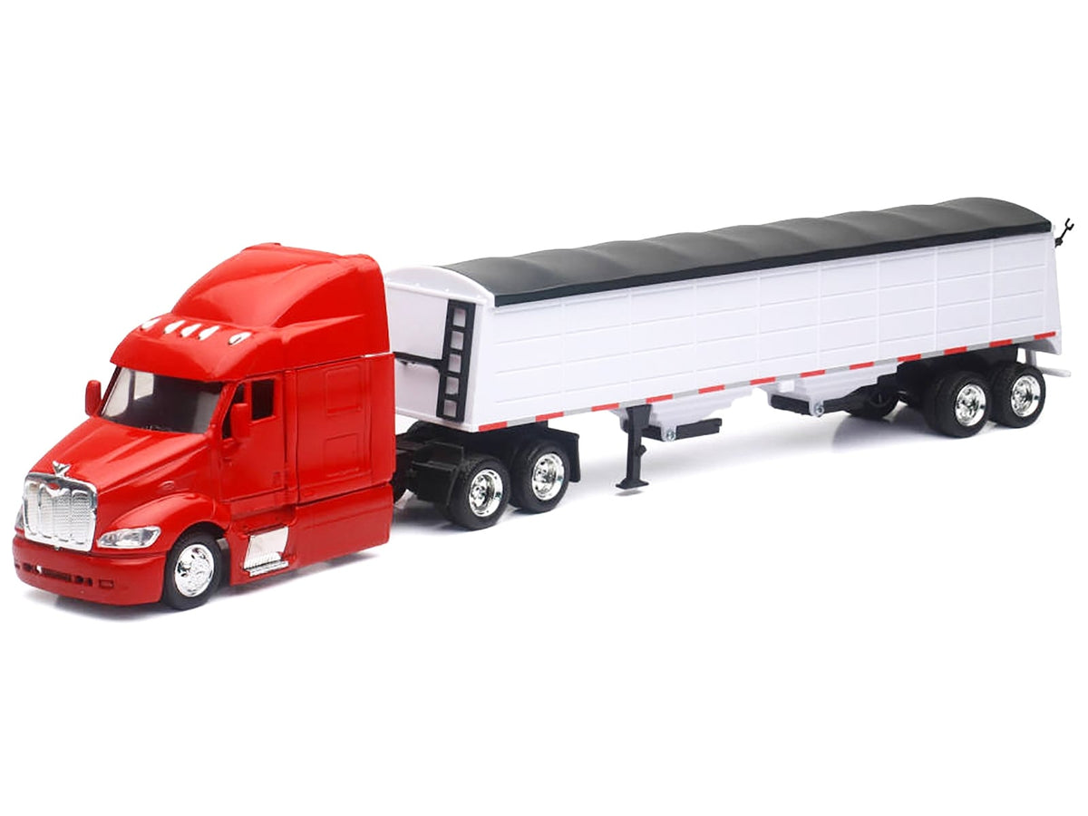 New Ray Peterbilt 387 red truck white grain trailer set 1:43 SS-15453A, product image 1