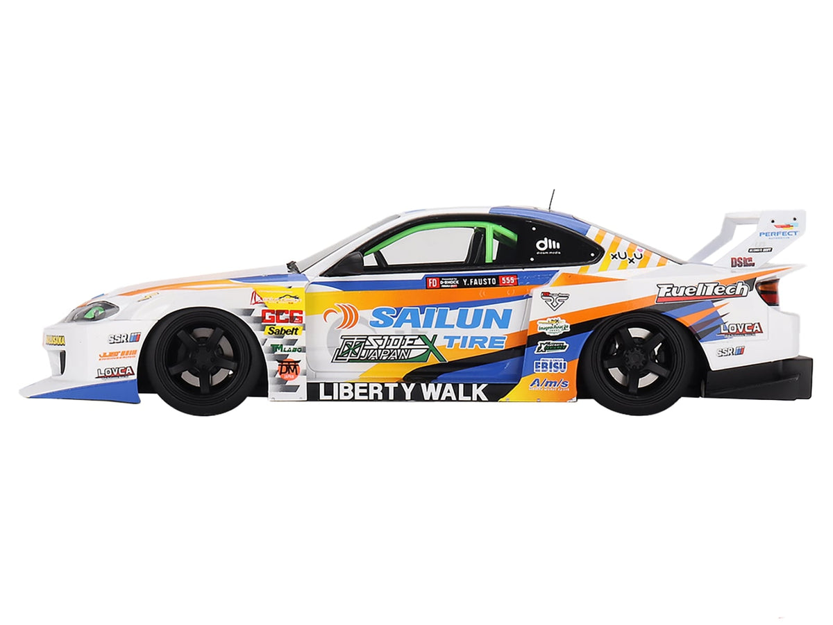 Nissan LB-Super Silhouette S15 SILVIA #555 Yukio Fausto "Formula Drift Japan" (2023) 1/18 Model Car by Top Speed