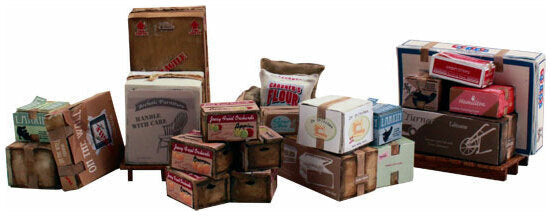 Woodland Scenics A2766 O scale Miscellaneous Freight, painted miniature set.