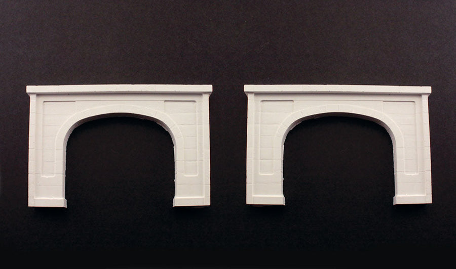 Woodland Scenics C1156 pair of unpainted concrete double-track tunnel portals.