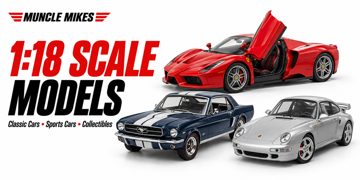 Muncle Mikes 1:18 scale diecast collection artwork: cars, trucks and display collectibles