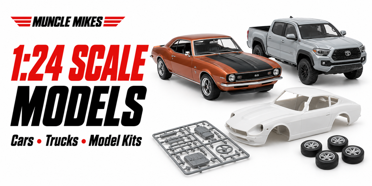 Muncle Mikes 1:24 scale collection artwork: diecast cars, trucks and model kits