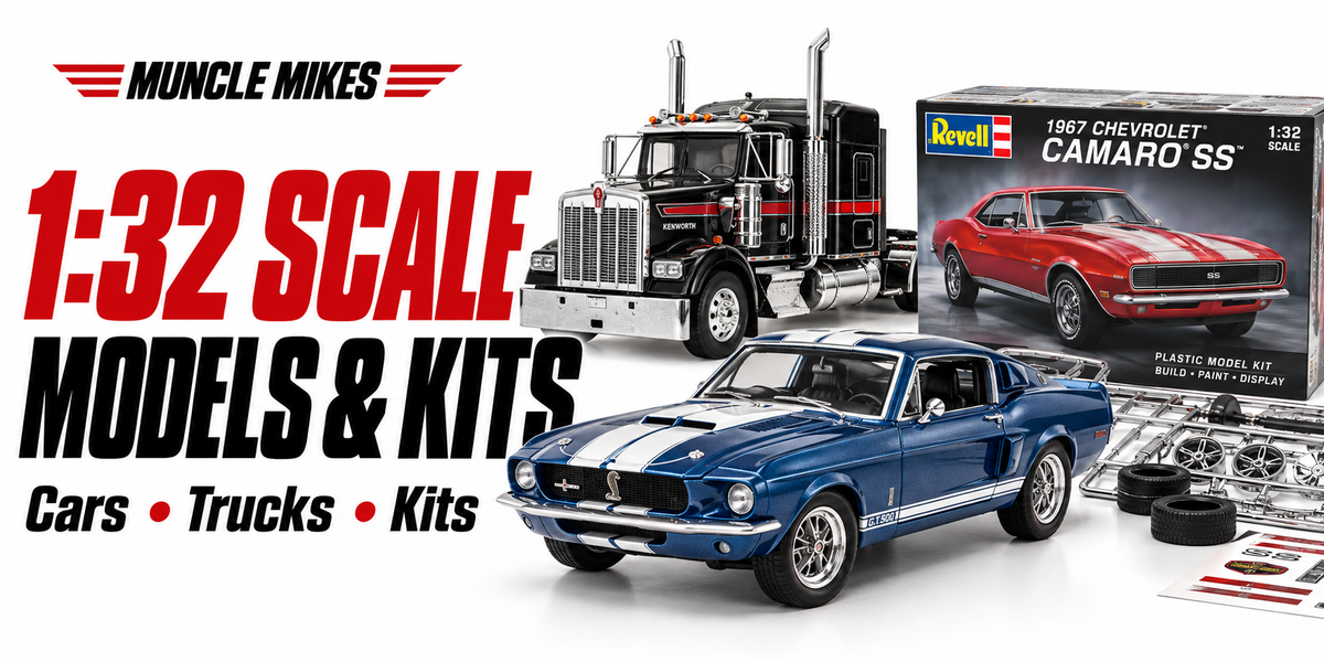 Muncle Mikes 1:32 scale collection artwork: cars, trucks and model kits
