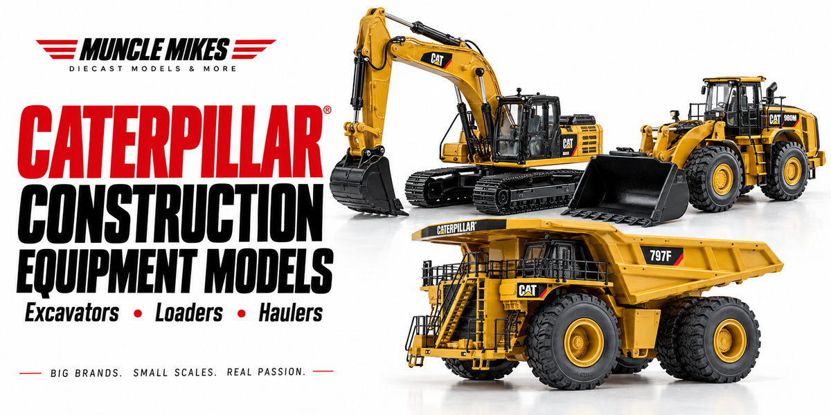 Muncle Mikes Caterpillar construction equipment models collection artwork: Excavators, Loaders, Haulers