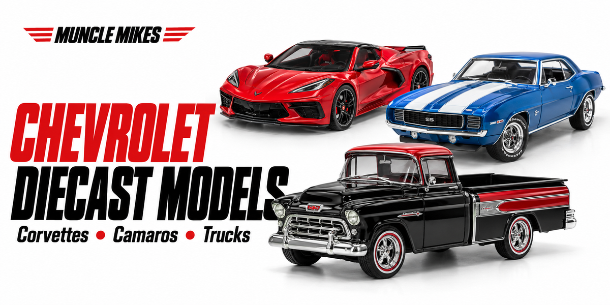 Muncle Mikes Chevrolet diecast models collection artwork: Corvettes, Camaros, Trucks