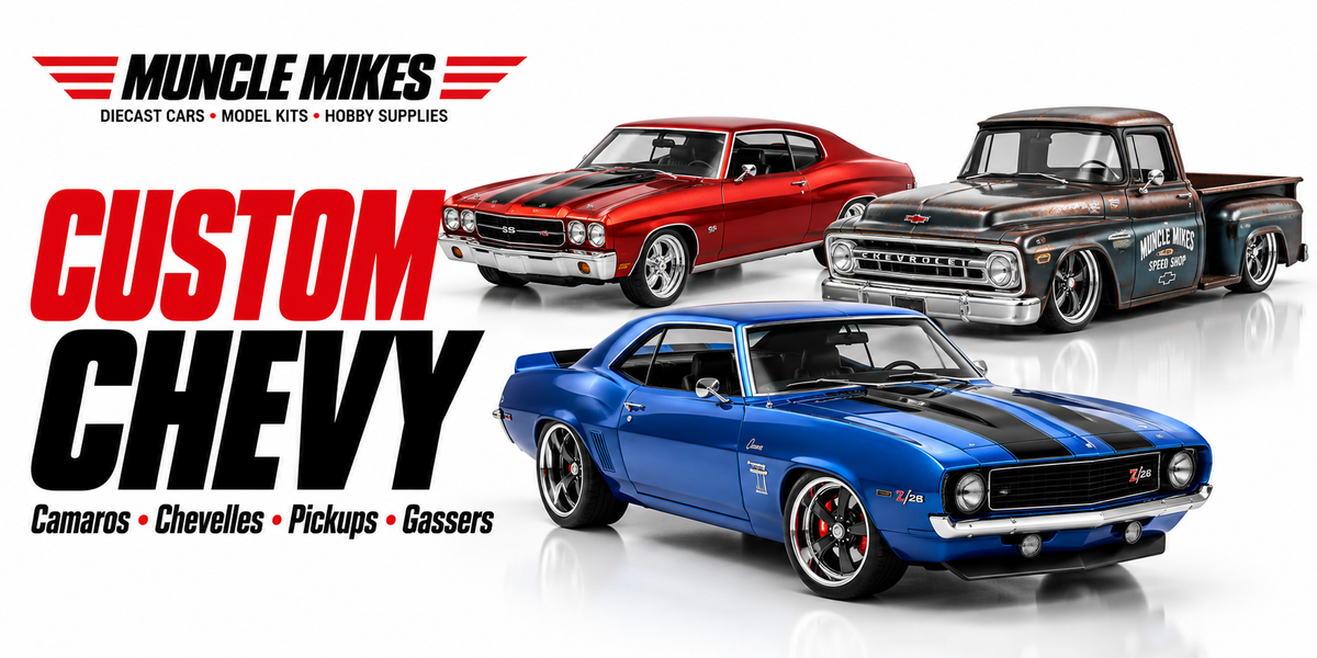 Muncle Mikes custom Chevy collection artwork: Camaros, Chevelles, Pickups, Gassers