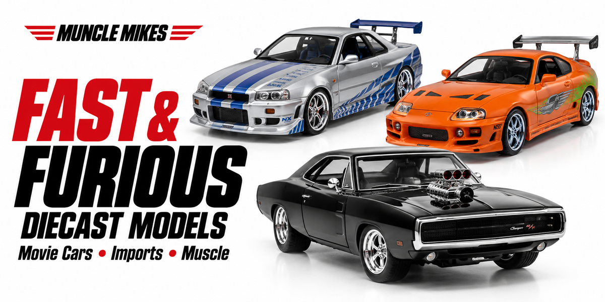 Muncle Mikes Fast and Furious diecast collection artwork: Movie Cars, Imports, Muscle