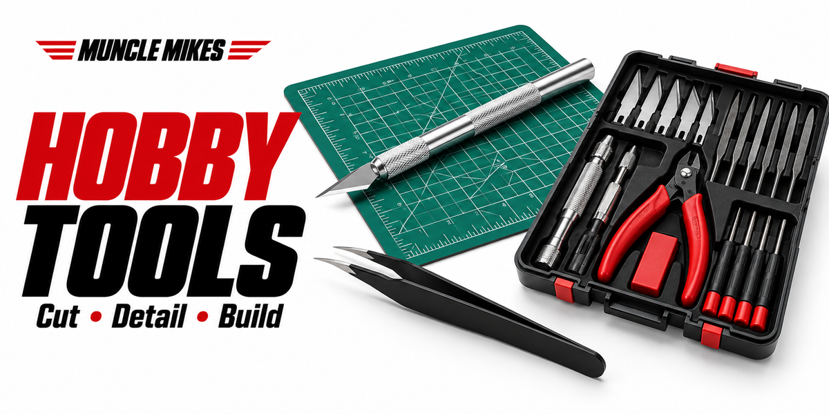 Muncle Mikes hobby tools collection artwork: cutting, detailing and model-building tools