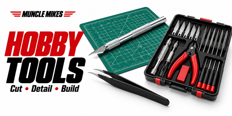 Muncle Mikes hobby tools collection artwork: cutting, detailing and model-building tools