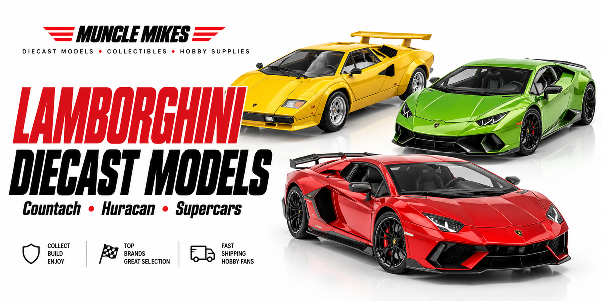 Muncle Mikes Lamborghini diecast models collection artwork: Countach, Huracan, Supercars