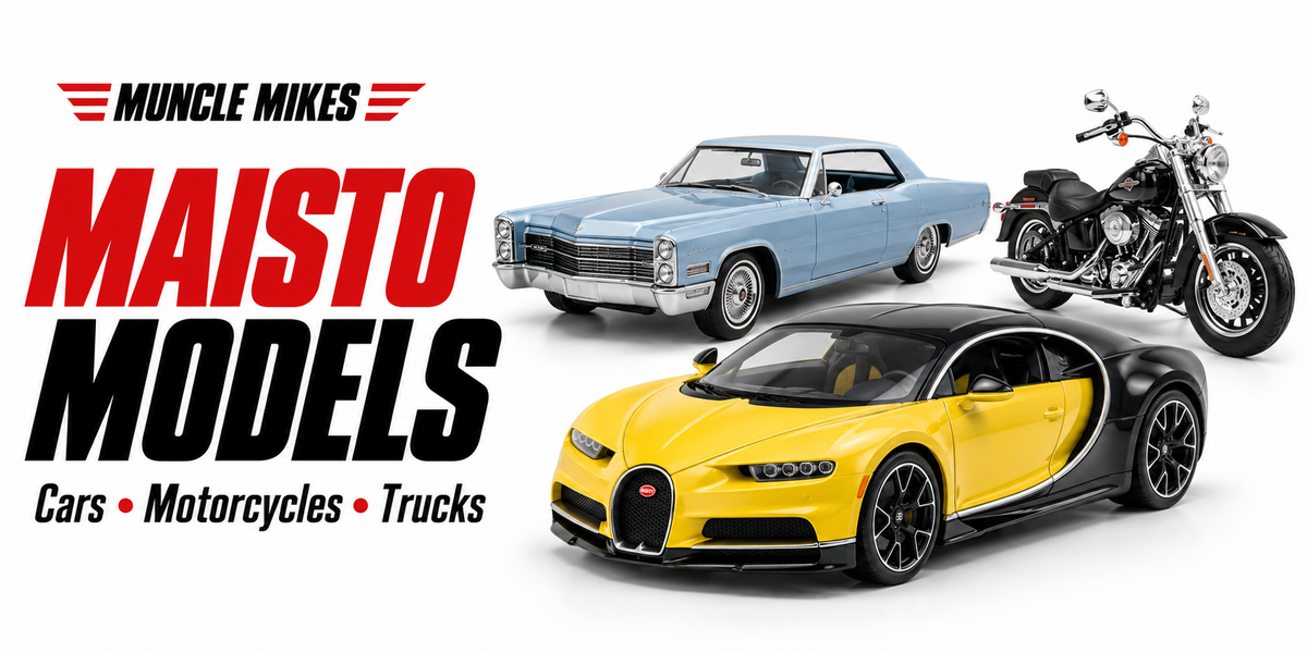 Muncle Mikes collection artwork: Maisto cars, motorcycles and trucks.