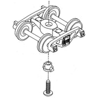 Kadee HO 552 50-Ton A.S.F. A-3 Ride-Control Self-Centering Trucks with 33" Smooth Back Wheels — exact Kadee product view
