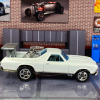 Loose Hot Wheels - 1968 Chevy El Camino - Pearl White - Big Motor, Big Wing Car