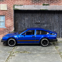 Custom Hot Wheels - Alfa Romeo GTV6 3.0 - Blue and Black - Black and Chrome Mag Wheels - Rubber Tires