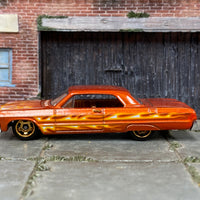 Loose Hot Wheels - 1964 Chevy Impala - Orange with Flames