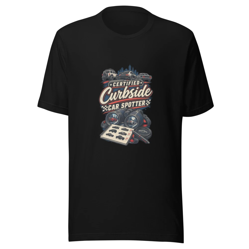 Certified Curbside Car Spotter automotive T-shirt product mockup