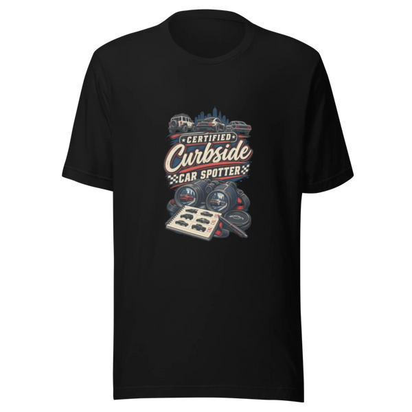 Certified Curbside Car Spotter automotive T-shirt product mockup