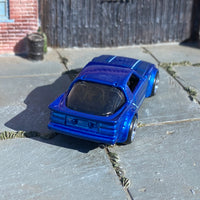 Custom Hot Wheels - Mazda RX-7 - Blue Greedy - Chrome 4 Spoke Wheels - Rubber Tires