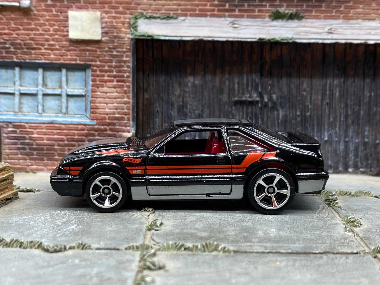 Loose Hot Wheels - 1984 Ford Mustang SVO - Black, Silver and Red