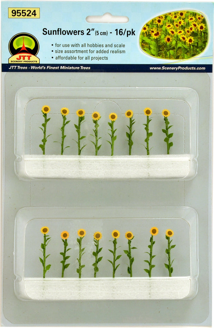 JTT O Scale Sunflowers - 2", 16-Pack | 95524 — exact product reference