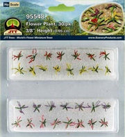 JTT HO Scale Flower Plants - Red, Pink, Yellow, Purple, 3/8", 30-Pack | 95548 — exact product reference