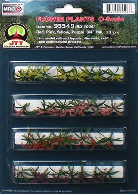 JTT O Scale Flower Plants - Red, Pink, Yellow, Purple, 3/4", 30-Pack | 95549 — exact product reference