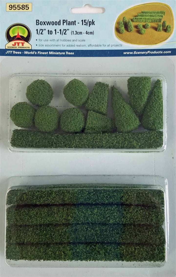 JTT O Scale Boxwood Plants - 15-Pack | 95585 — exact product reference