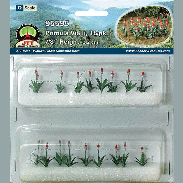 JTT O Scale Primula Vialli Flowers - 18-Pack | 95595 — exact product reference