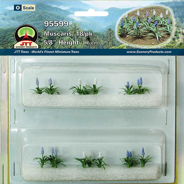 JTT O Scale Muscaris Flowers - 18-Pack | 95599 — exact product reference