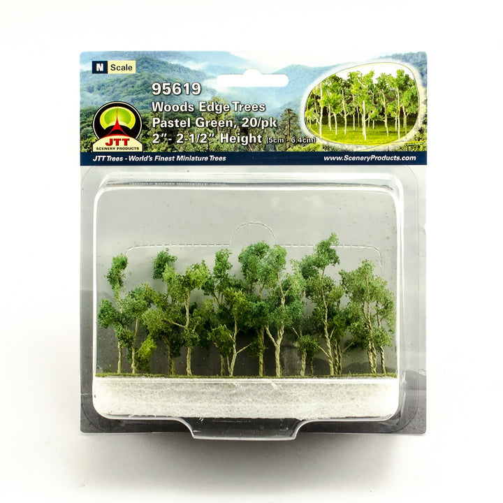 JTT N Scale Woods Edge Trees - Pastel Green, 2"-2.5", 20-Pack | 95619 — exact product reference