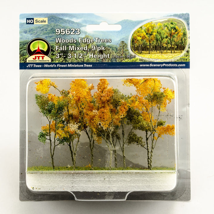 JTT HO Scale Woods Edge Trees - Fall Mixed, 3"-3.5", 9-Pack | 95623 — exact product reference