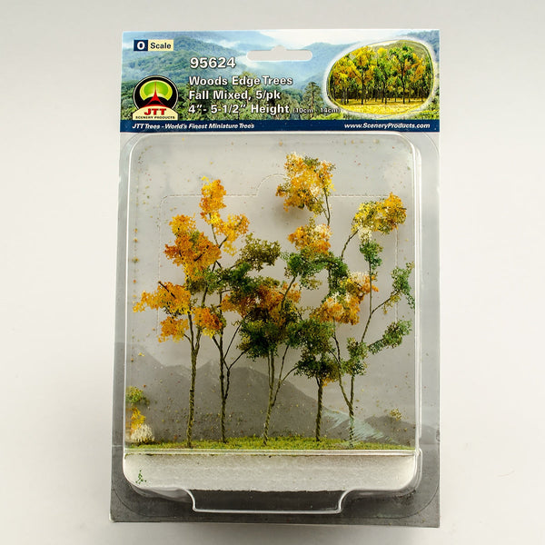 JTT O Scale Woods Edge Trees - Fall Mixed, 4"-5.5", 5-Pack | 95624 — exact product reference