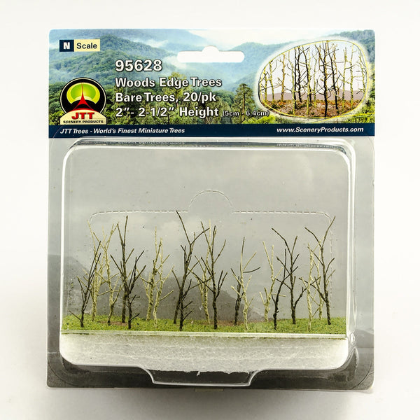 JTT N Scale Woods Edge Trees - Bare, 2"-2.5", 20-Pack | 95628