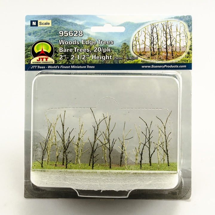 JTT N Scale Woods Edge Trees - Bare, 2"-2.5", 20-Pack | 95628