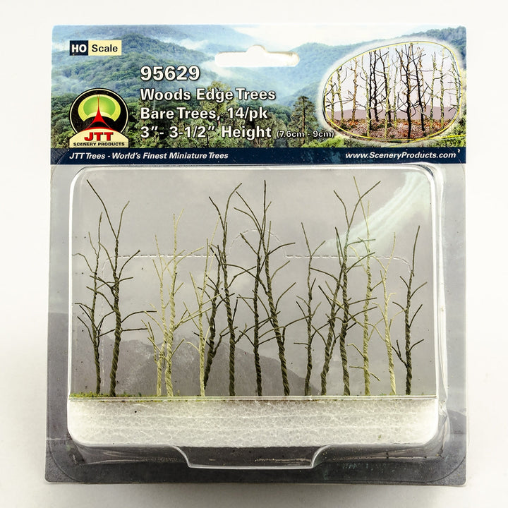 JTT HO Scale Woods Edge Trees - Bare, 3"-3.5", 14-Pack | 95629 — exact product reference