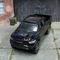 Custom Hot Wheels - 2020 Dodge Ram 1500 Rebel - Black - Smoked Chrome Mag Wheels - Goodyear Offroad Rubber Tires