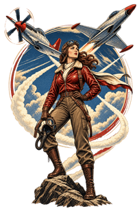 Vintage Aviation Pin-Up T-Shirt – Edition 13 artwork close-up