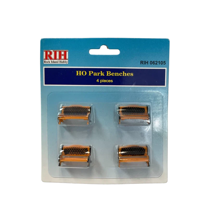 Rock Island Hobby HO Scale Park Benches 4 Pack — exact product view