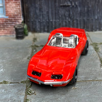 Custom Hot Wheels - Chevy C6 Corvette - Red - Red Mag Wheels - Rubber Tires