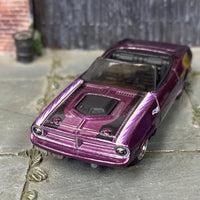 Custom Hot Wheels - Plymouth Barracuda - Purple, Black and White - Chrome Mag Wheels - Rubber Tires