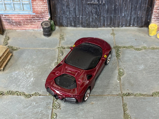 Custom Hot Wheels - Ferrari SF90 Stradale - Dark Red - Chrome Mag Wheels - Rubber Tires