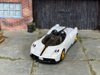 Pagani Huayra Roadster custom with rubber tires, rear three-quarter view