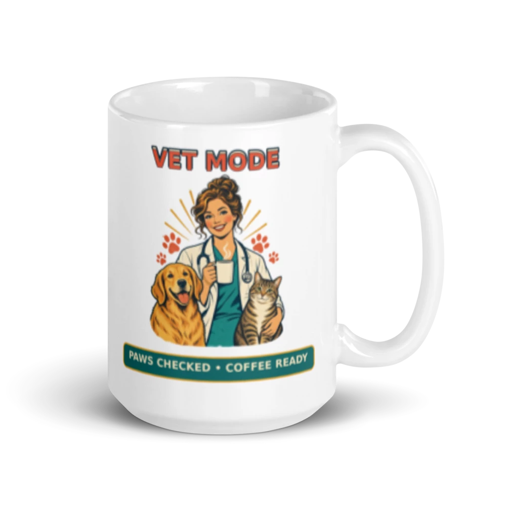Vet Mode Paws Checked Coffee Ready Mug product mockup
