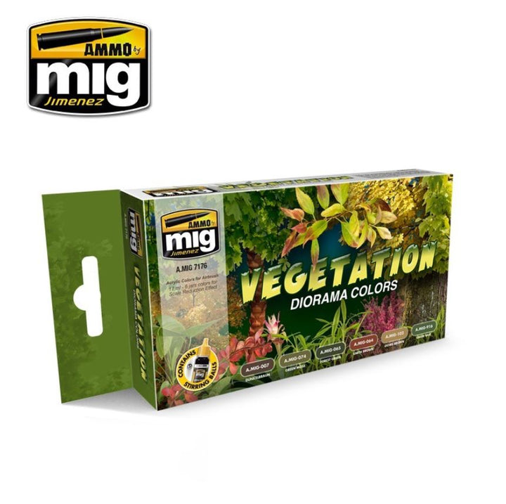 AMMO A.MIG-7176 Vegetation Diorama Colors set, six 17 ml bottles