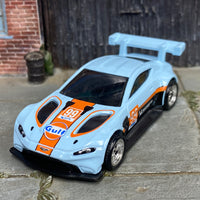 Custom Hot Wheels - 2014 Bentely Continental GT3 - GULF Blue and Orange - Chrome BBS Wheels - Rubber Tires