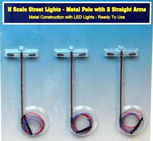 Rock Island Hobby RIH013104 HO Scale Street Lights with single pole and 2 straight arms — exact Rock Island Hobby product image
