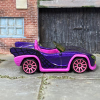 Loose Hot Wheels - Monster High Goul Mobile - Dark Purple and Pink Spider Web